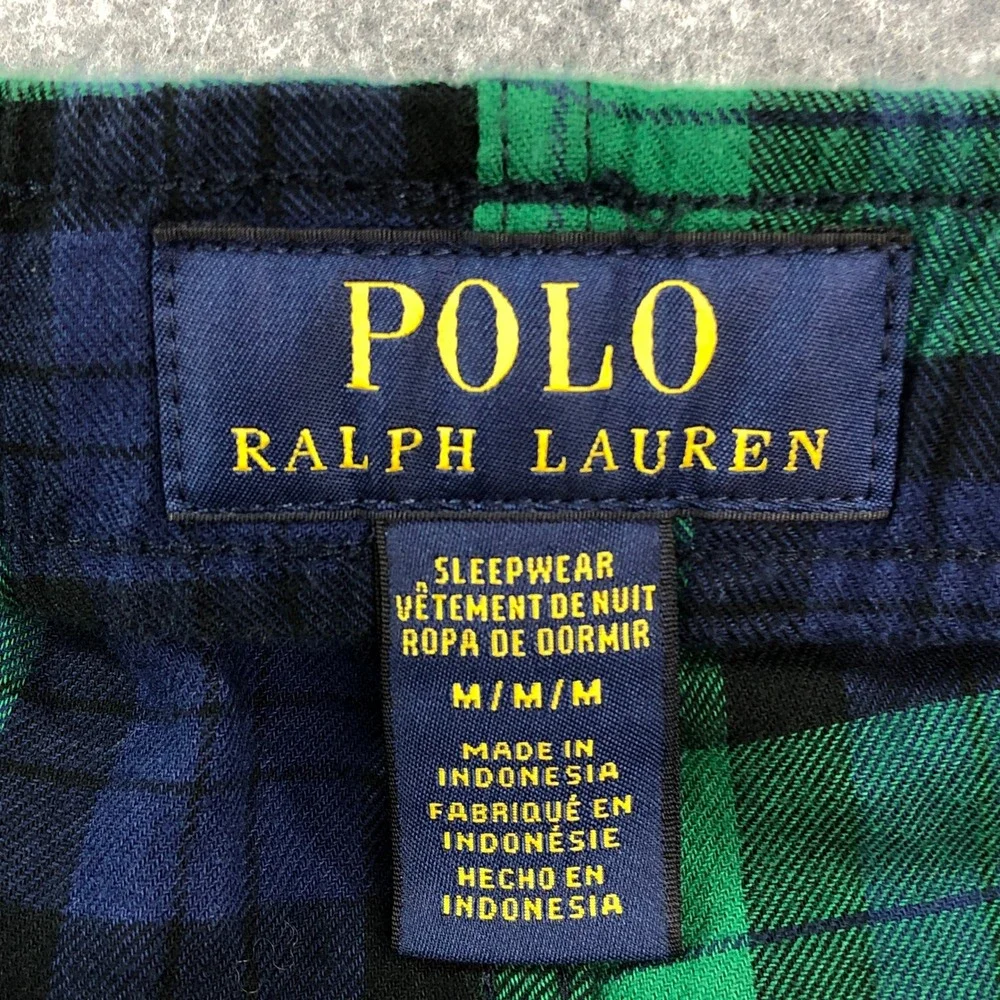Polo Ralph Lauren Sleepwear Mens Pants M Green Blue Plaid Relaxed Fit Drawstring
